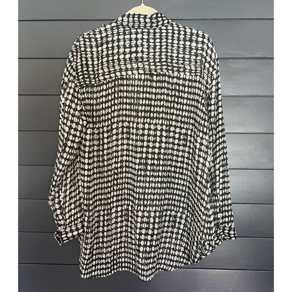 Theory Weekender Black White Polka Dot Blouse - Silk Button Down - Picture 7 of 8